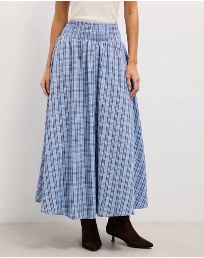 The Fated - Bloom Check Midi Skirt