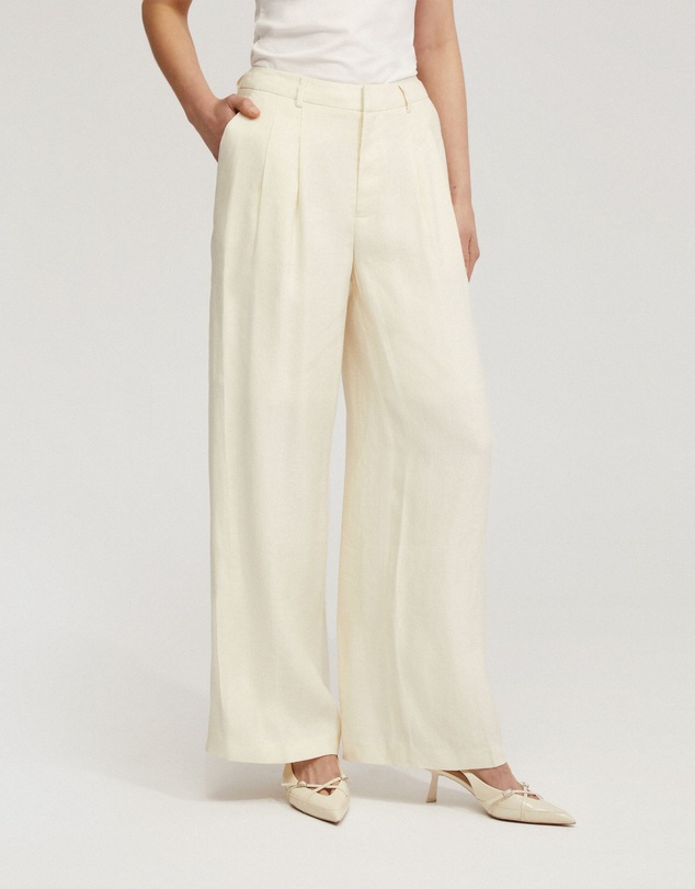 Oxford - Sonia Linen Blend Front Pleat Pants