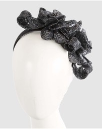 Max Alexander - Sinamay Curls Black Silver Fascinator