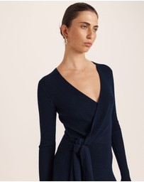 SABA - Elle Wool Blend Wrap Knit Dress