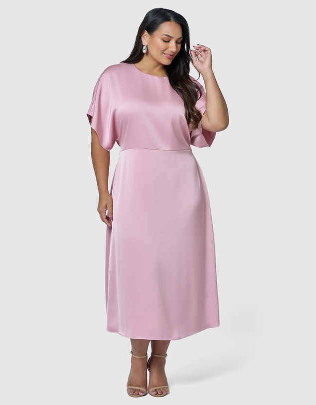Pink Dusk by Curve Project - Lust Unleashed Satin Midi Dress