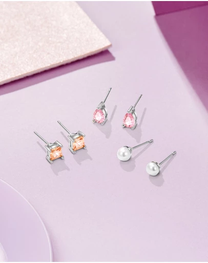 Mestige Kids - Pearl and Pastel Set - Silver Plated