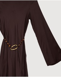 Revibe - Repaired Shona Joy Agnes Long Sleeve Maxi Dress with Belt - AU 10