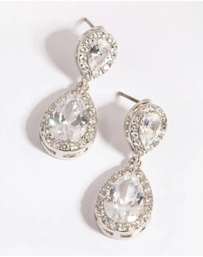 Lovisa - Silver Cubic Zirconia Angelina Drop Earrings
