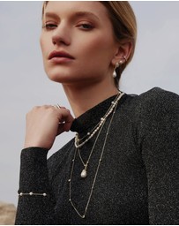 Ania Haie - Gold Linked Shell Pearl Drop Pendant Necklace