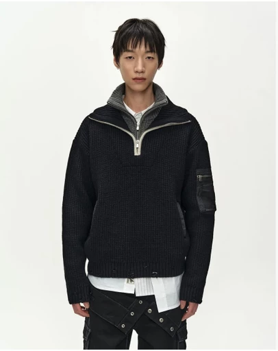 Andersson Bell - Double Layered Quarter Zip-Up Sweater