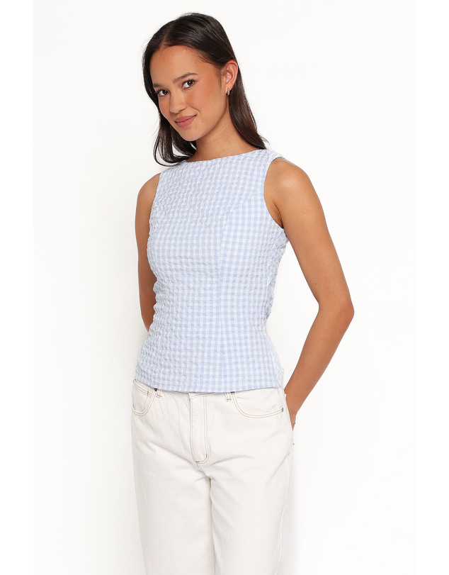 Petal & Pup - Brynn Tie Back Top - Blue Gingham