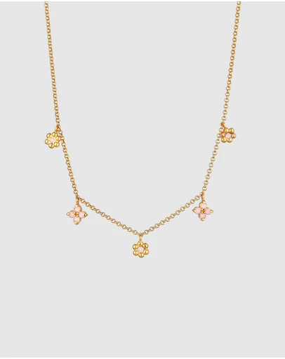 Elli Jewelry - Floral Kids Necklace in Gold-Plated 925 Silver