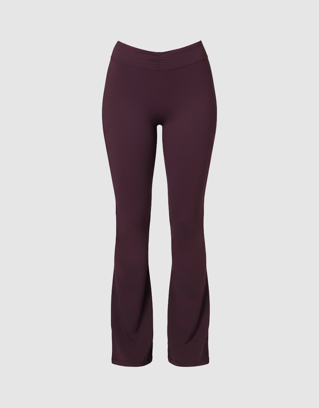 BO+TEE - Cosy Coffee Run Soft Active Ruched Flared Trousers