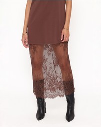 Petal & Pup - Kella Short Sleeve Lace Maxi Dress - Brown
