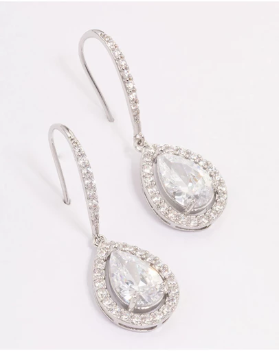 Lovisa - Silver Cubic Zirconia Teardrop Earrings