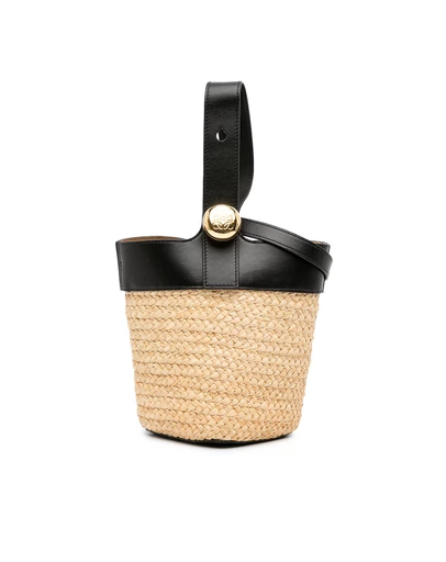 Pre-Loved by Azura Reborn - Pre-Loved loewe Raffia Bucket Bag Leather Trim