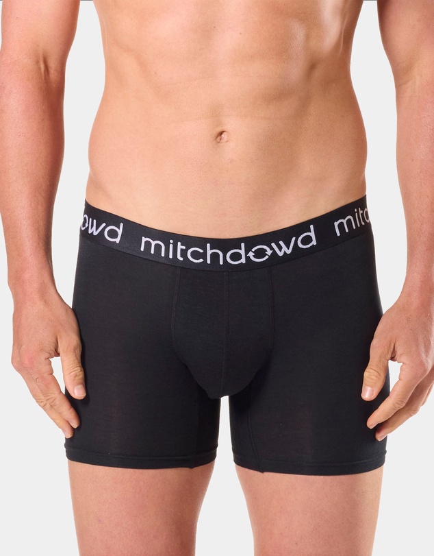 Mitch Dowd - Mens Bamboo Comfort Long Leg Trunk 3 Pack - Black