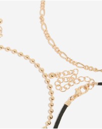 Lovisa - Gold Cord & Pendant Choker Necklaces 3-Pack