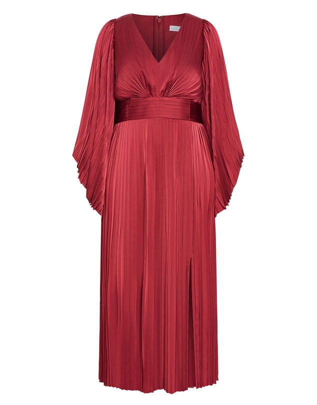 City Chic - Carmina Pleat Maxi Dress - currant