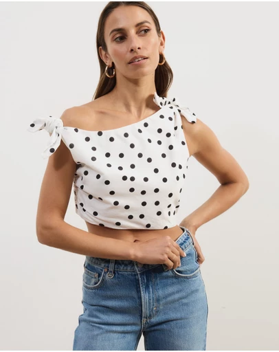 Atmos&Here - Astrid Asymmetric Polka Dot Top