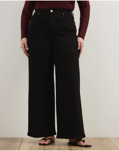 Atmos&Here Curvy - Betty High Waist Wide Leg Stretch Jeans