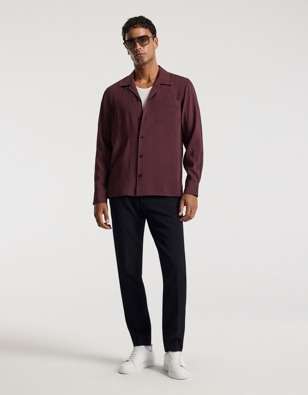 Calibre - Camp Collar Long Sleeve Shirt Oxblood