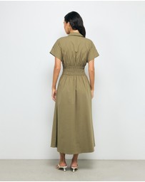 AERE - Carmine Shirred Waist Shirt Dress