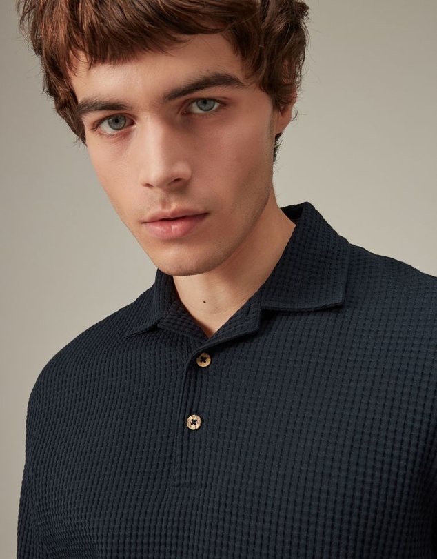 NEXT - Textured Waffle Polo Shirt