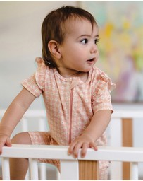 Kynd Baby - Day Or Night Short Sleeve Frill Onesie in Heart Gingham