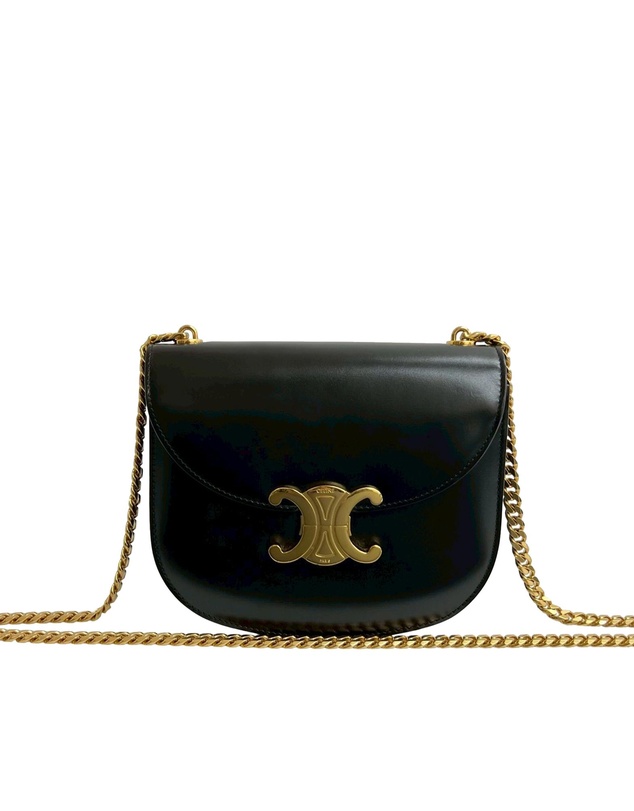 Pre-Loved by Azura Reborn - Pre-Loved Teen Shiny Calfskin Triomphe Besace Clea Chain Crossbody
