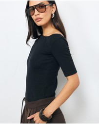 AERE - Off Shoulder Ribbed T-Shirt