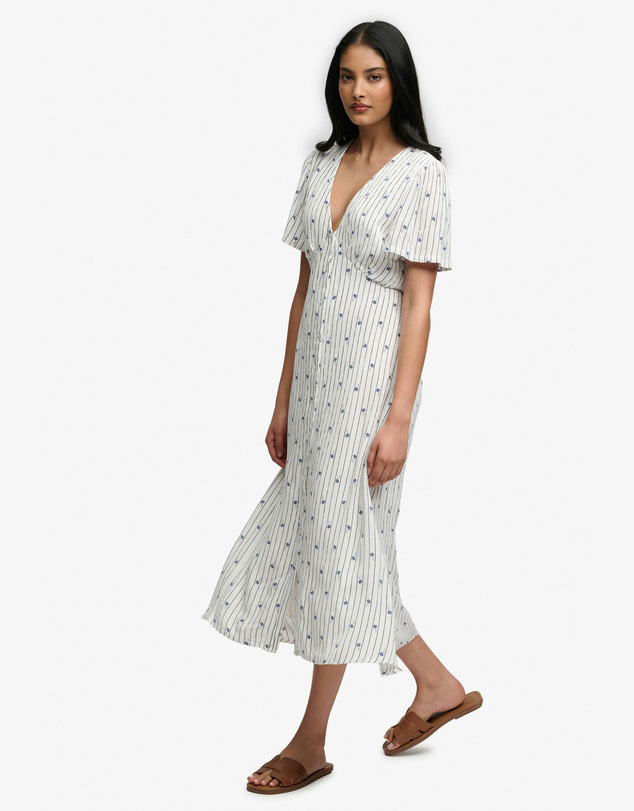 Superdry - Print Button Short Sleeve Midi Tea Dress