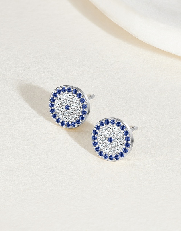 Mestige - Aura Evil Eye Earrings - Silver Plated