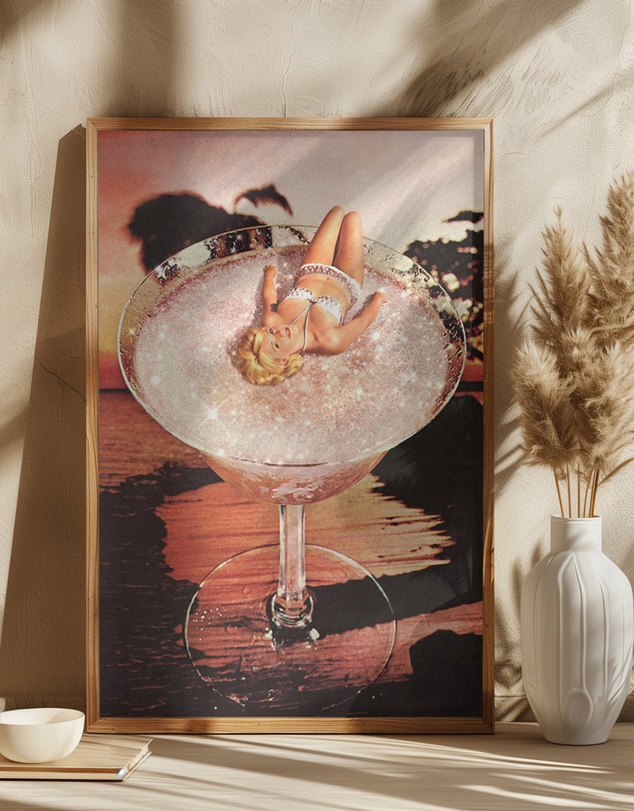 Olive et Oriel - Glitter Pink Margarita by Vertigo Artography Art Print