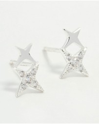 Lovisa - Sterling Silver Cubic Zirconia Double Star Stud Earrings