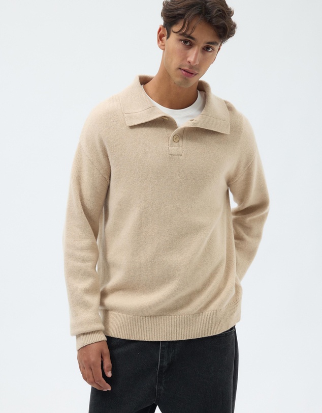 AERE - Wool Blend Oversized Collar Polo
