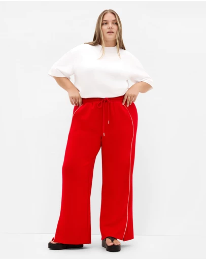 City Chic - Plus size Chaser Athleisure Wide Leg Pant - red