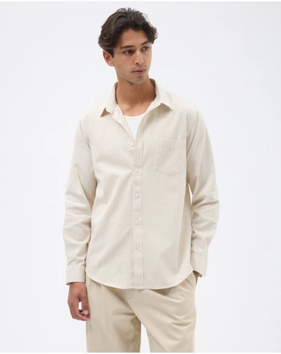 AERE - Cotton Blend Stripe Oxford Shirt