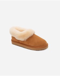 Ozwear Connection Uggs - Ugg Slippers Avery Unisex Premium Sheepskin Slippers Suede