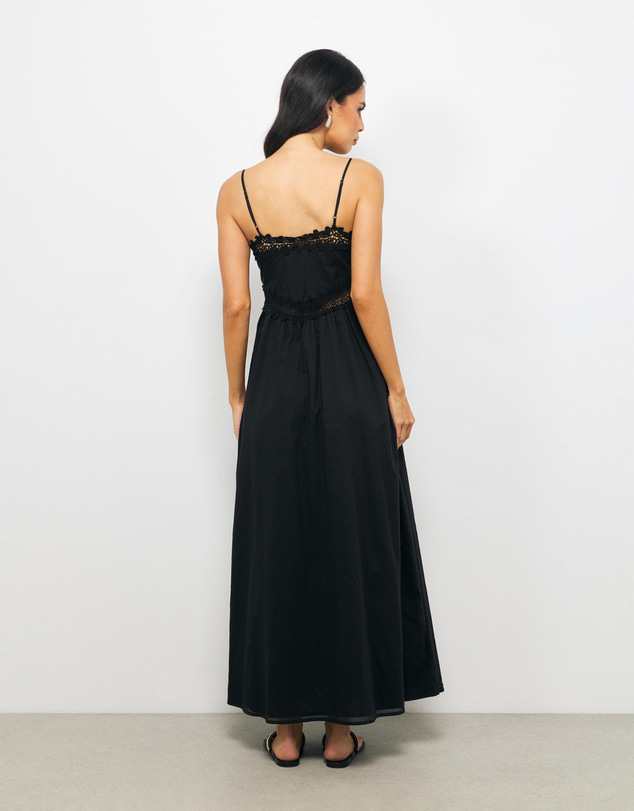 AERE - Cleo Lace Trim Cotton Maxi Dress