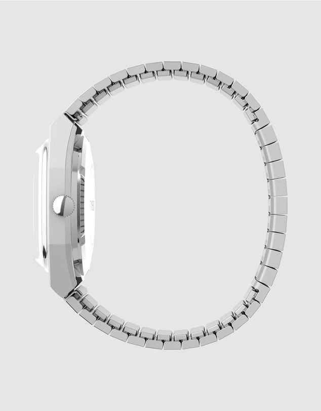 TIMEX - Mens Automatic Reissue Rounded Square 34mm Silver-tone Dial with Stainless Steel Strap