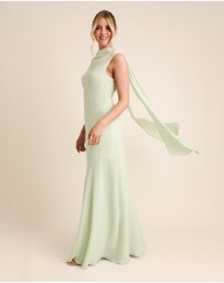 Six Stories - High Cowl Neck Drape Chiffon Bridesmaid Dress