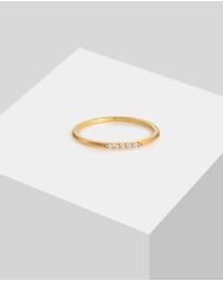 Elli Jewelry - Ring Band Elegant Fine with Diamonds(0.025 ct) in 375 Gold