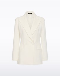 Carla Zampatti - Ivory Starlight Twill Double Breasted Blazer