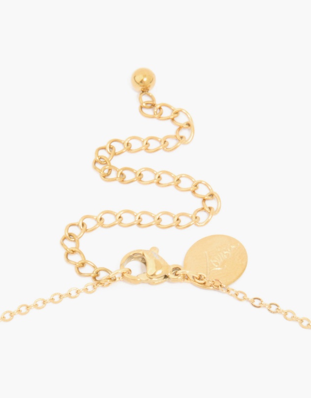 Lovisa - Waterproof Gold Plated Stainless Steel Green Semi Precious Stone Chip Necklace