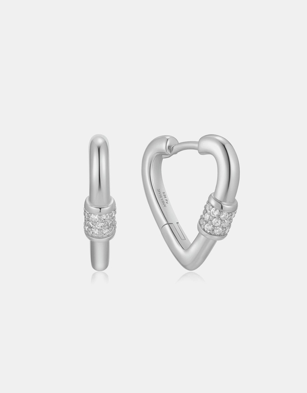 Ania Haie - Silver Heart Clasp Huggie Earrings
