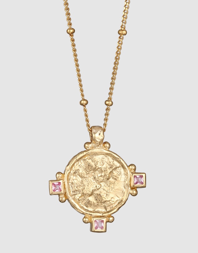 Haze & Glory - ICONIC EXCLUSIVE - Necklace Vintage Sapphire Coin 925 Sterling Silver Gold-Plated