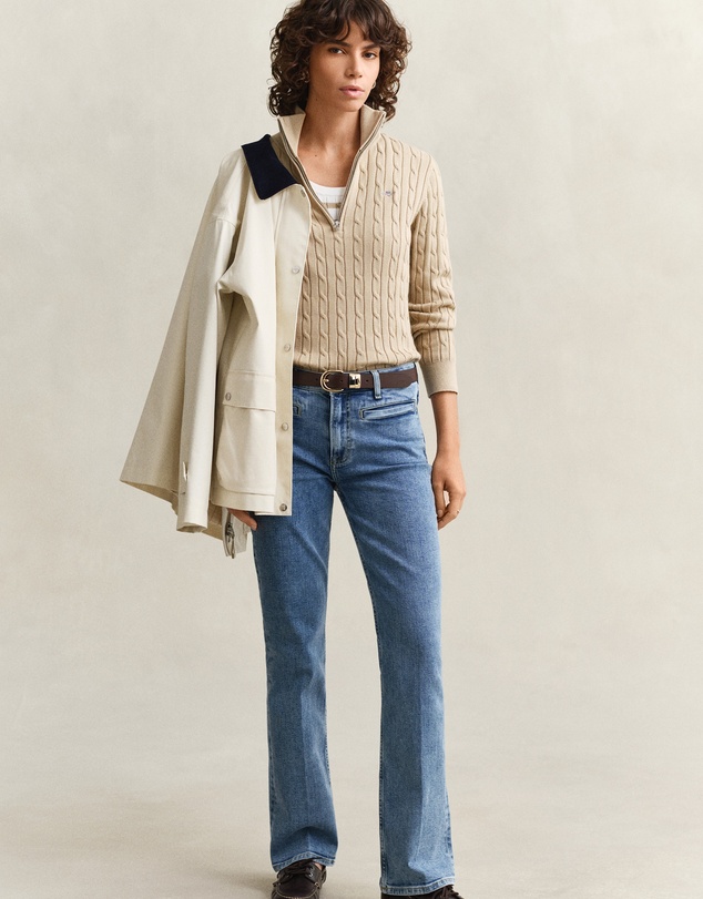 Gant - Stretch Cotton Cable Half Zip Sweater