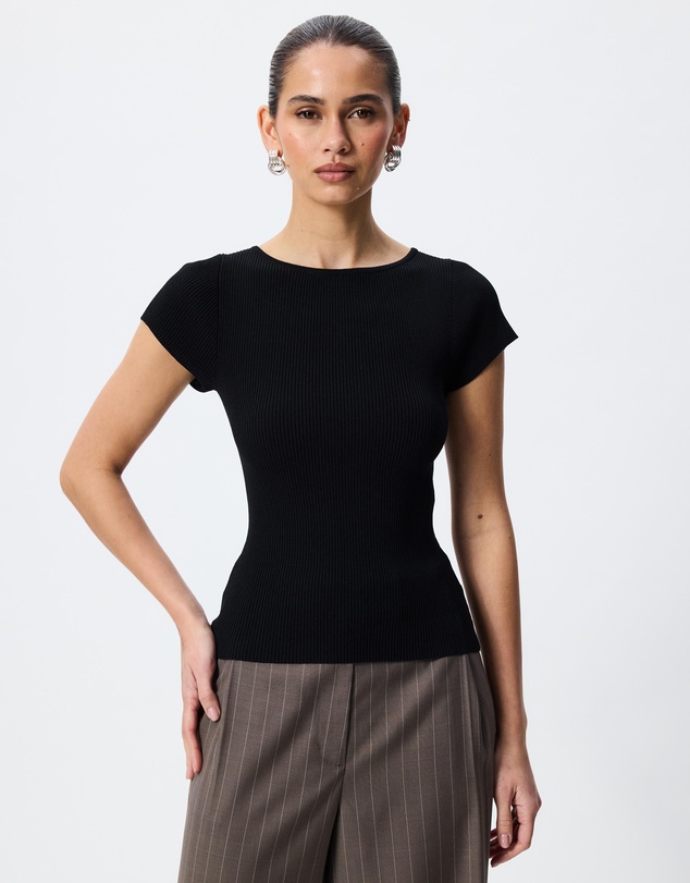 Tussah - Charlotte Cap Sleeve Boat Neck Knitted Top