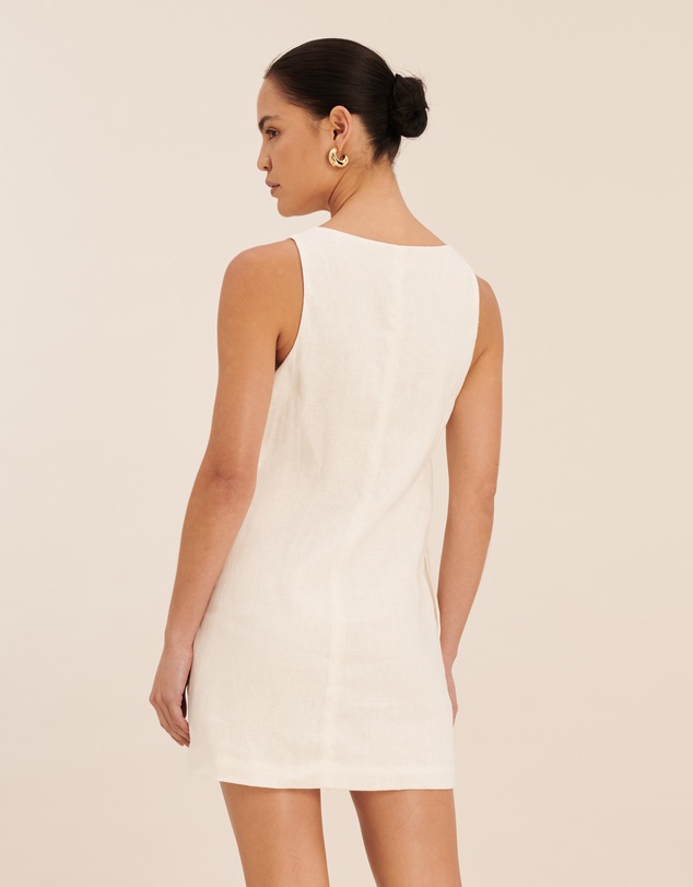 AERE - Fiora Linen Resin Trim Shift Dress