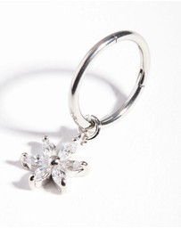 Lovisa - Surgical Steel Floral Cubic Zirconia Belly Ring