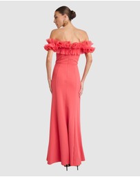 Romance by Honey and Beau - Trevia Frill Neckline Midi Dress