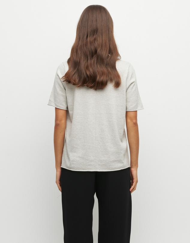JH Lounge - JHL V-Neck T (Fine Cotton Cashmere) Soft Grey Marle