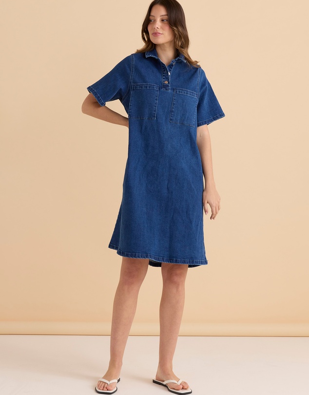 Betty Basics - Shift Denim Shirt Dress